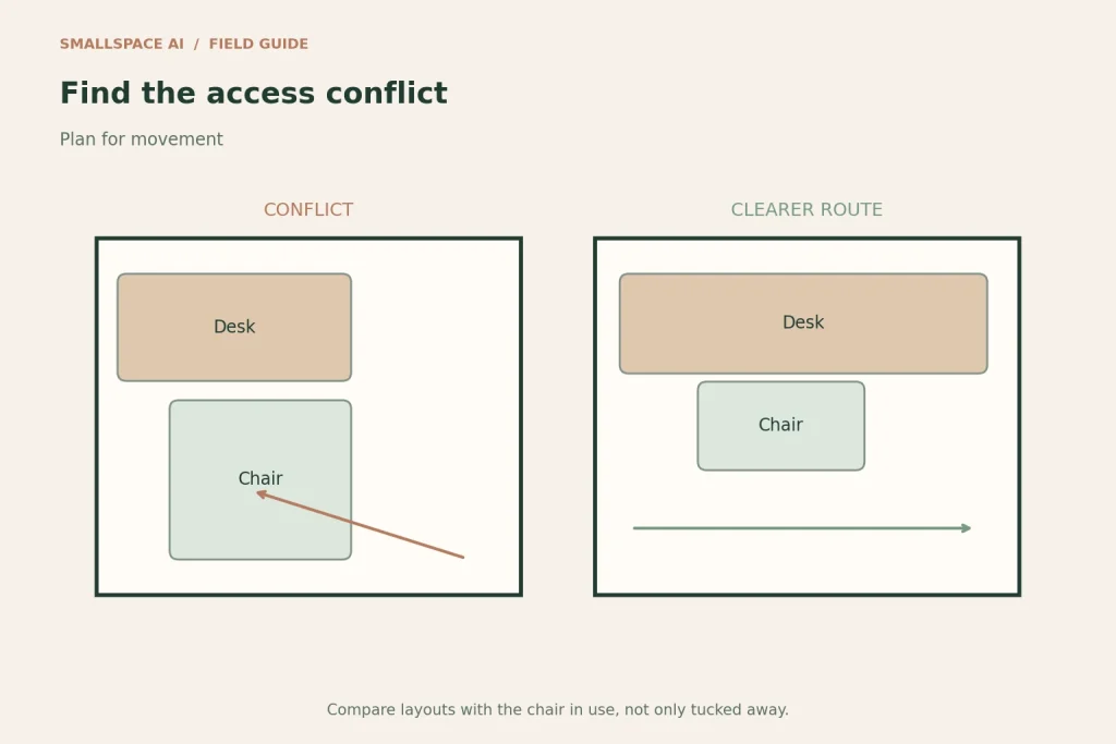 Explanatory diagram: find the access conflict. Plan for movement.